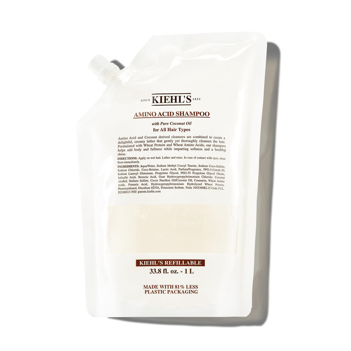 Kiehl's Aminoacidos Shampoo en botella para limpieza suave diaria.