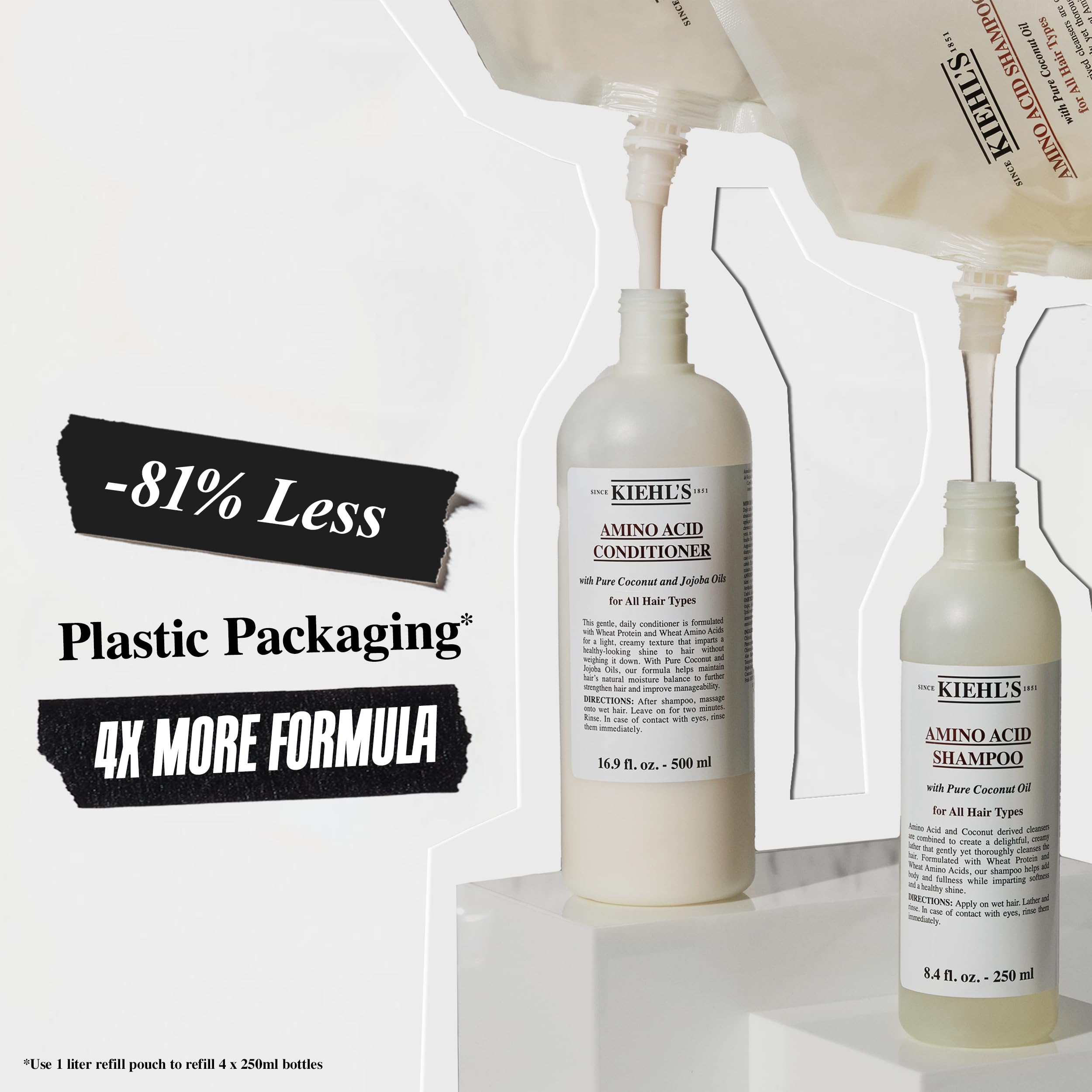 Kiehl's champú de aminoácidos primer plano de ingredientes