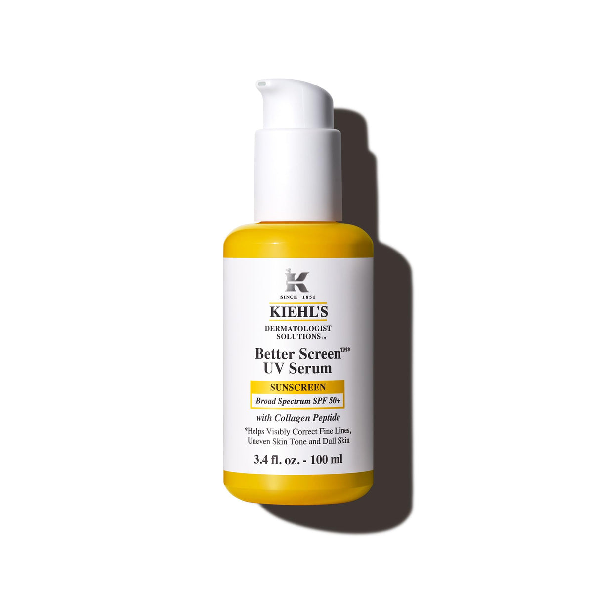 Kiehl's Better Screen Serum SPF50, flacon en verre durable et protection solaire.