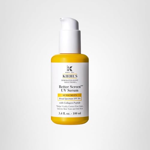 Kiehl's Better Screen Serum SPF50, emballage en verre recyclable.
