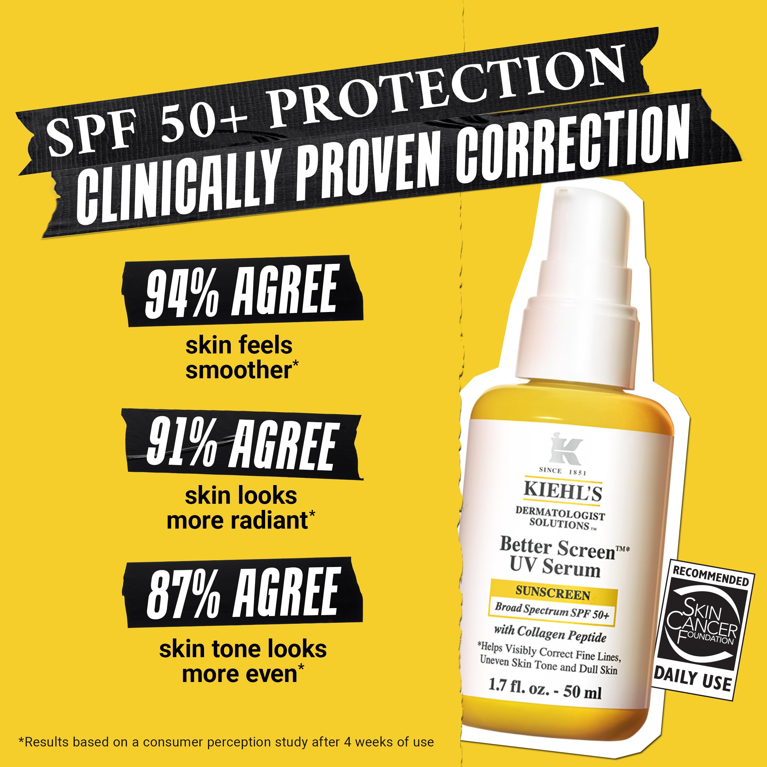 Kiehl's Better Screen Serum SPF50, texture légère idéale pour une peau sans brillance.
