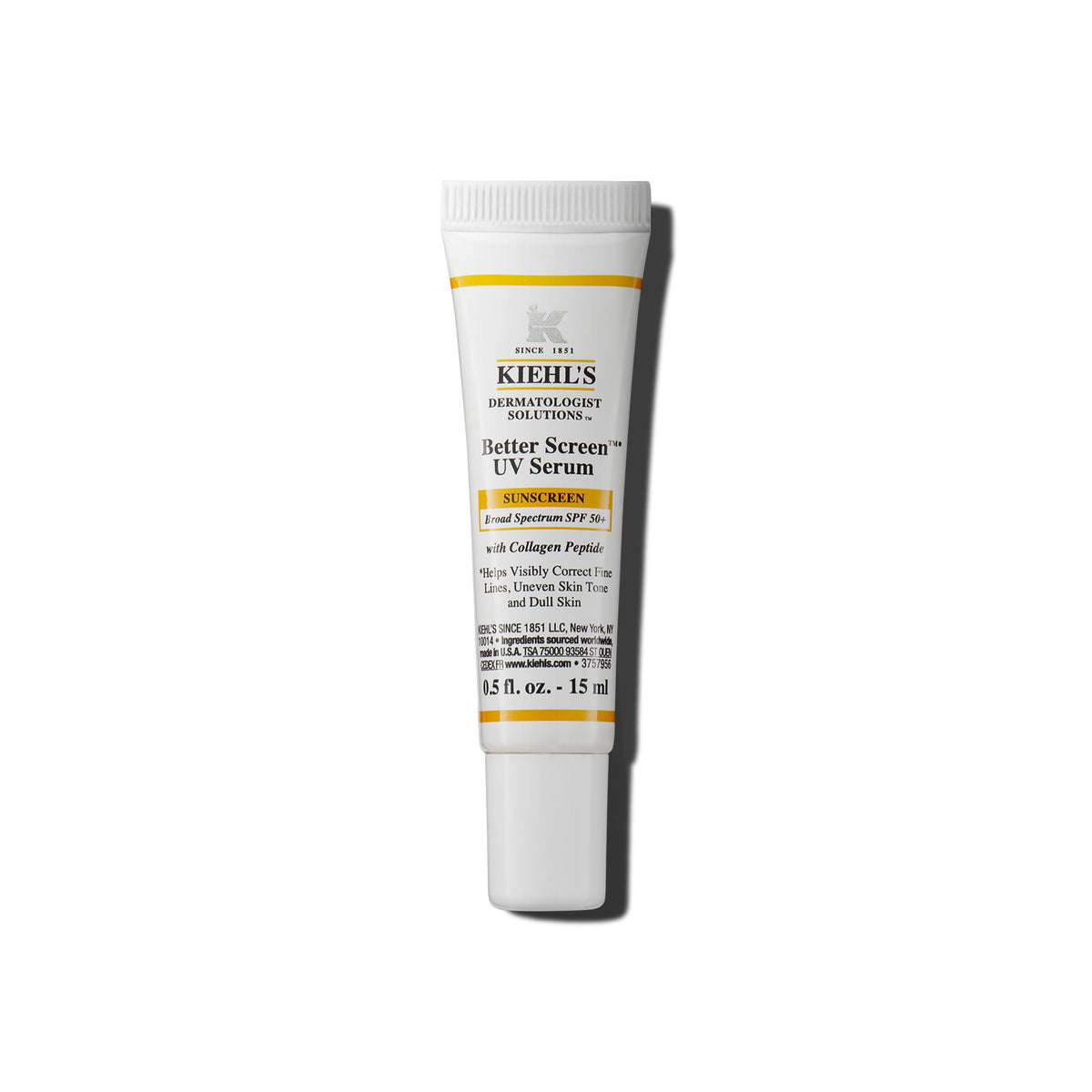 Kiehl's Better Screen UV Serum bottle in glass packaging for portable sun protection