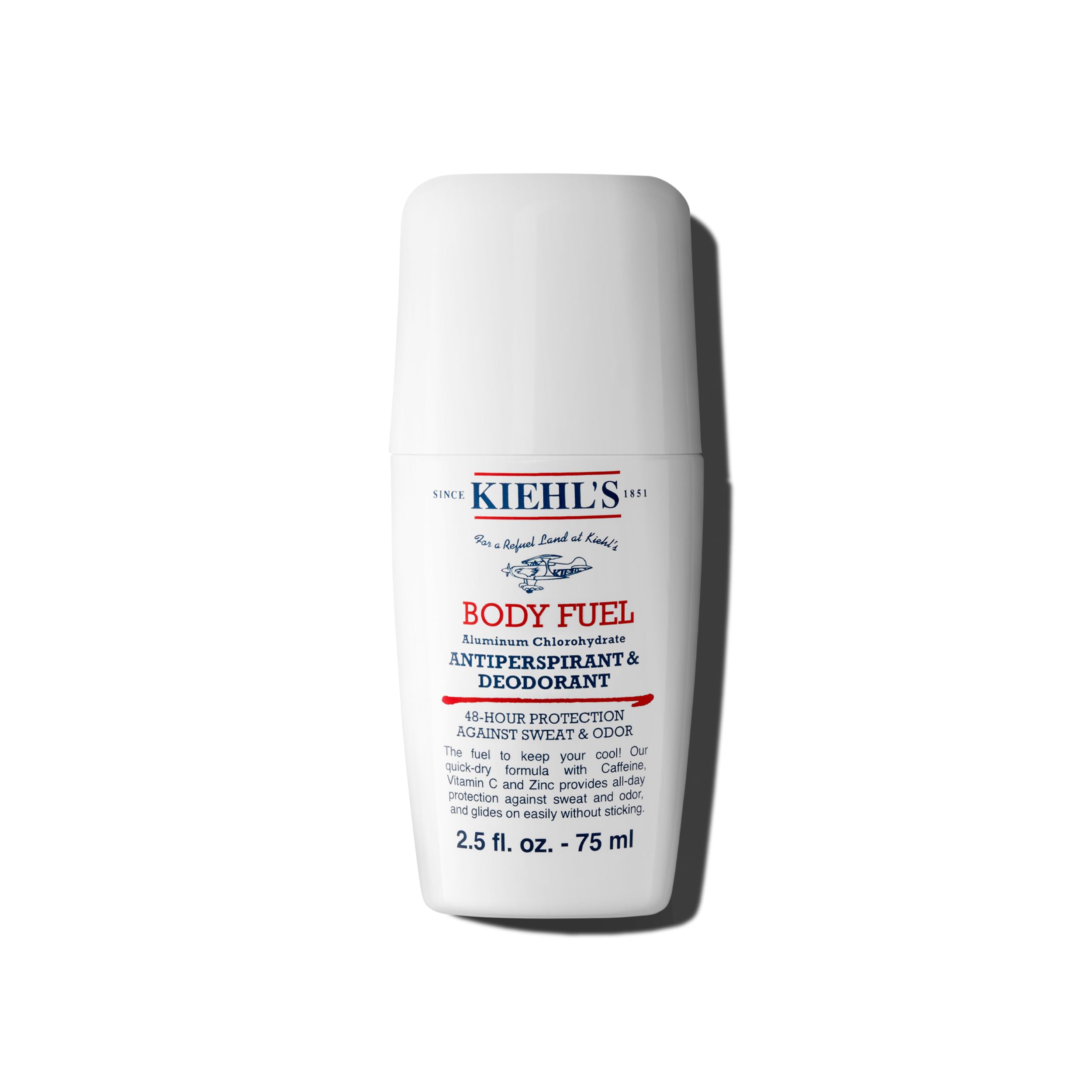 Kiehl's Body Fuel desodorante roll-on, protección 48 horas para axilas secas.
