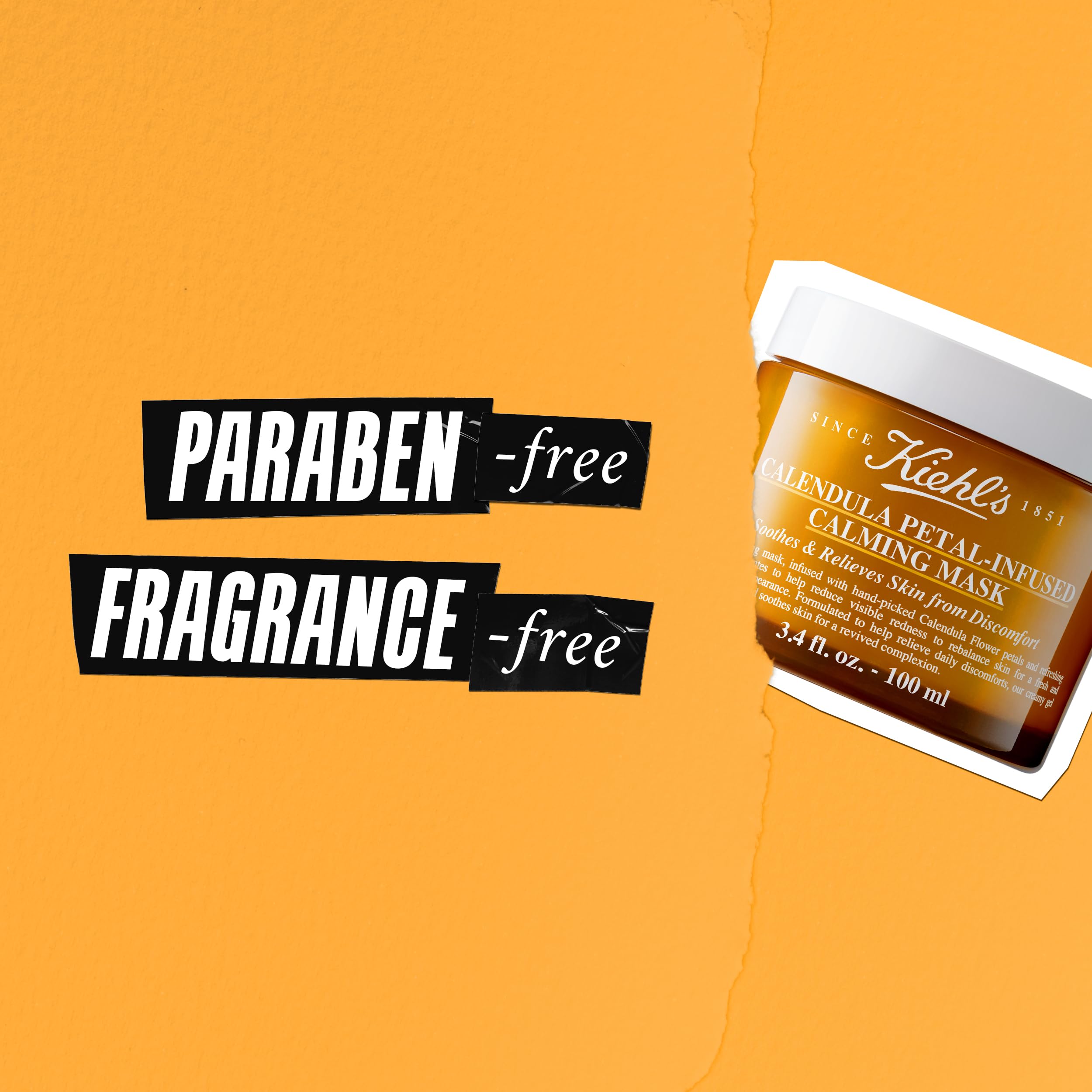 Kiehl's Calendula pétalos mascarilla, uso diario para piel más cómoda y suave.