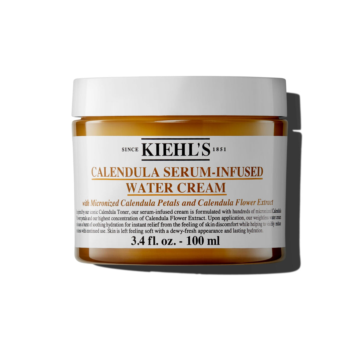 Kiehl's Calendula Sérum Infusé dans sa crème gel, flacon visible et hydratation durable.