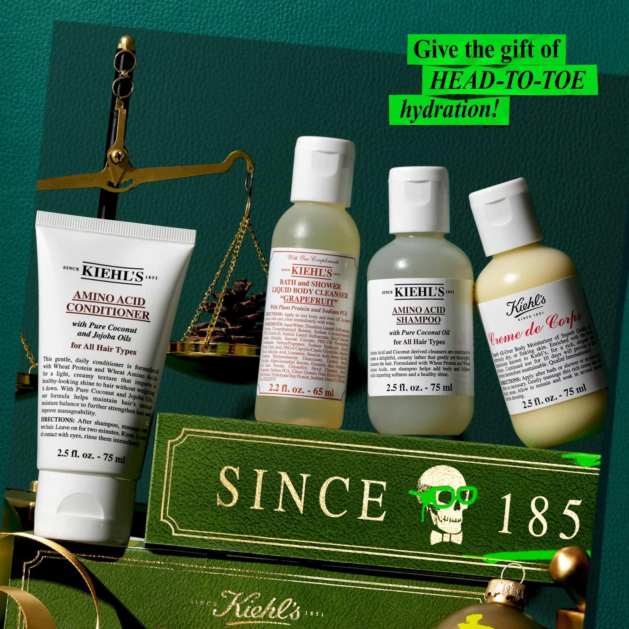 Kiehl's Cocoa Butter and Amino Acids ingredient image signals deep nourishment.