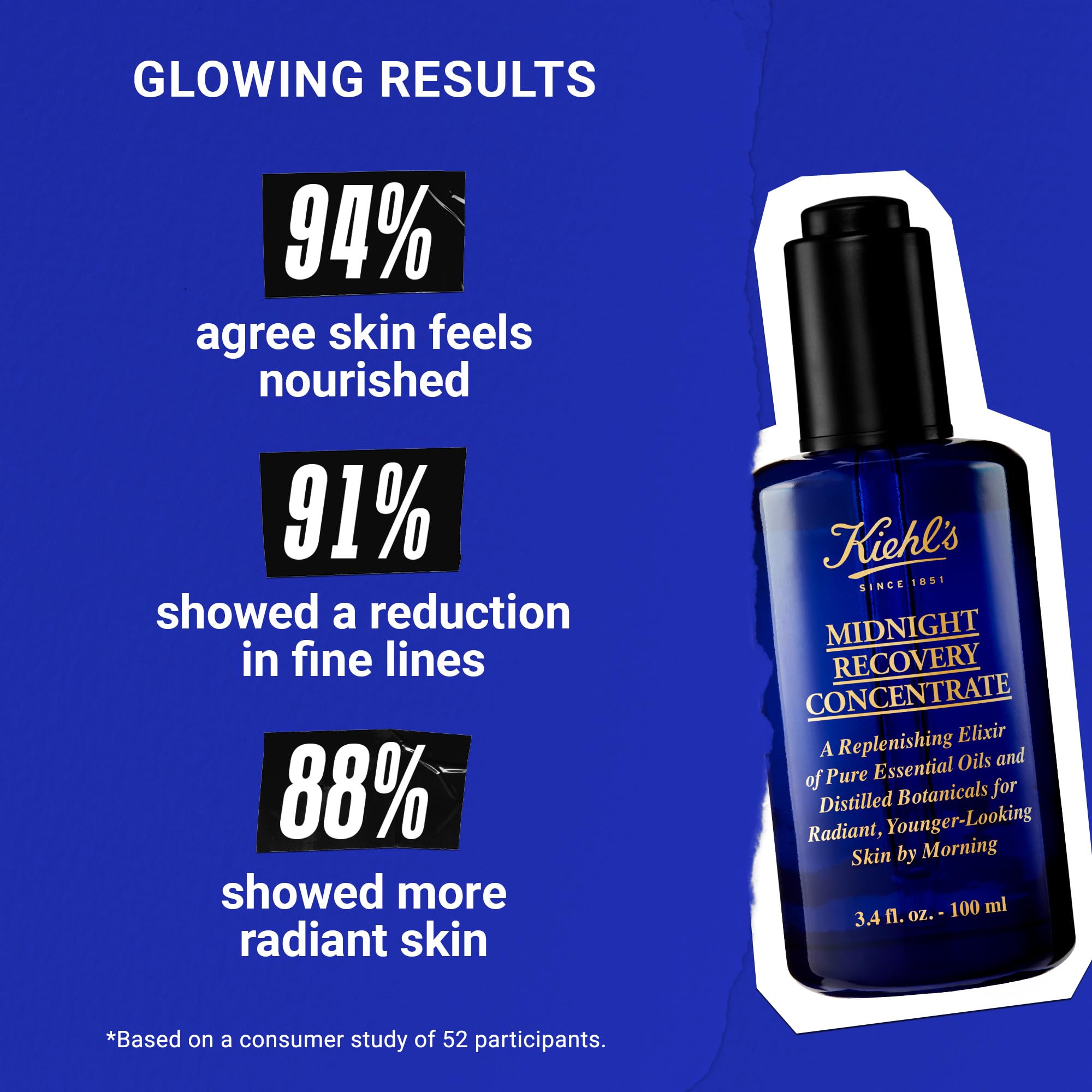 Piel iluminada tras uso de Kiehl's Midnight Recovery Concentrate.