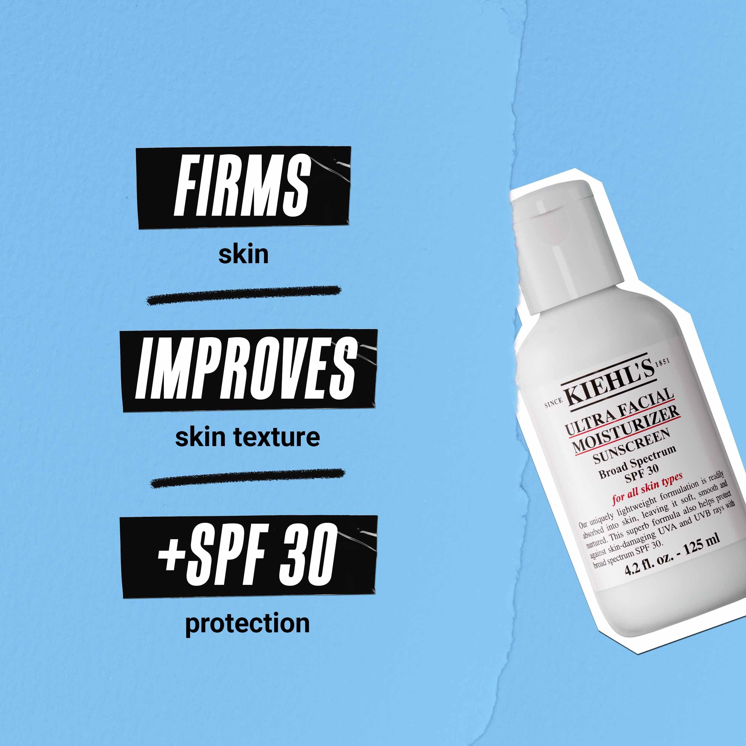 Kiehl's crema hidratante para rostro SPF 30, envase compacto para viaje.