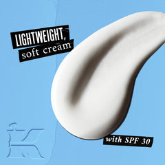 Kiehl's crema hidratante para rostro SPF 30, textura cremosa que se absorbe rápidamente.