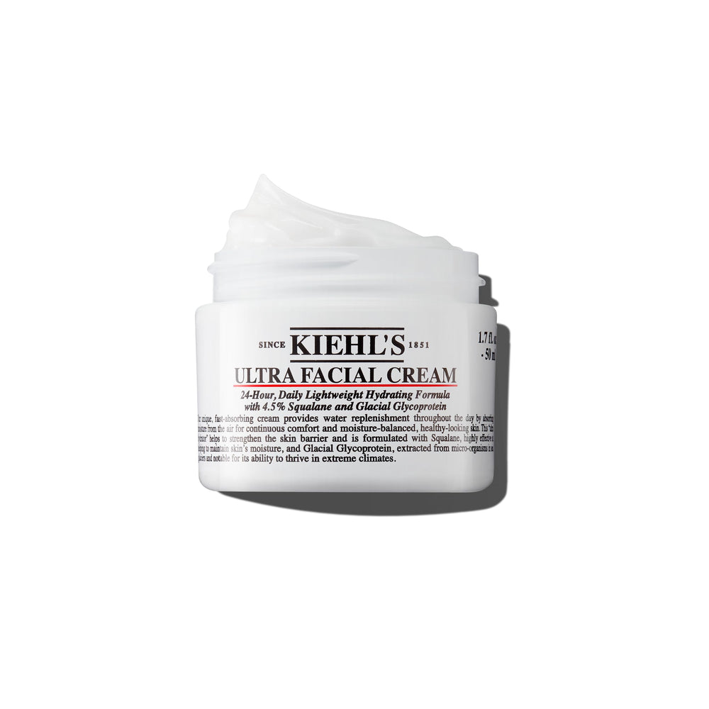 Kiehl's Ultra Facial Cream en botella, hidratación diaria suave para la piel.