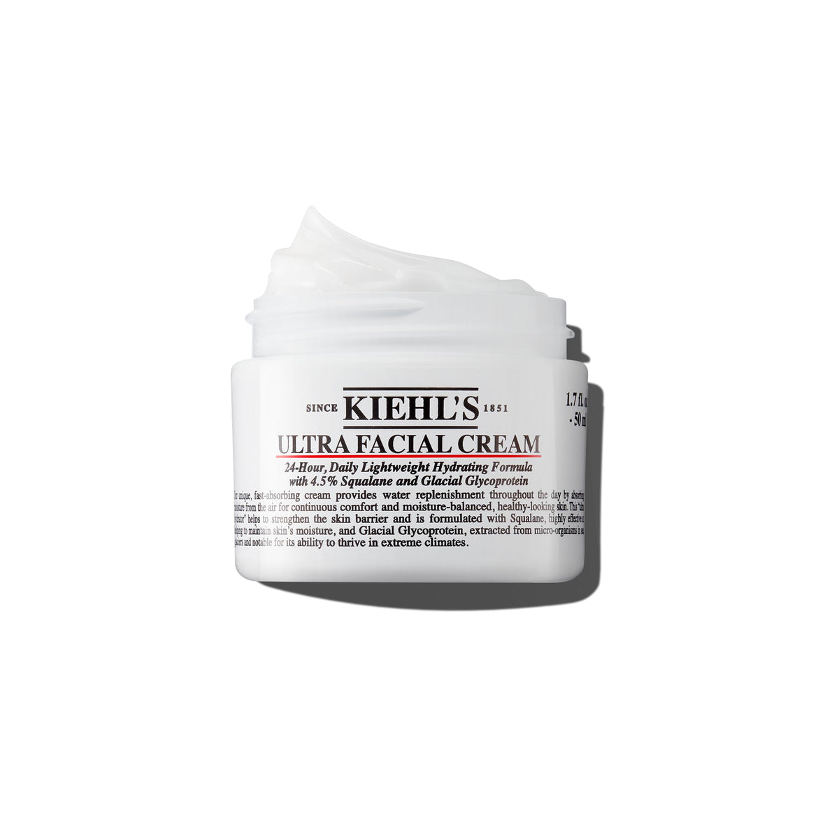 Kiehl's Ultra Facial Cream en botella, hidratación diaria suave para la piel.