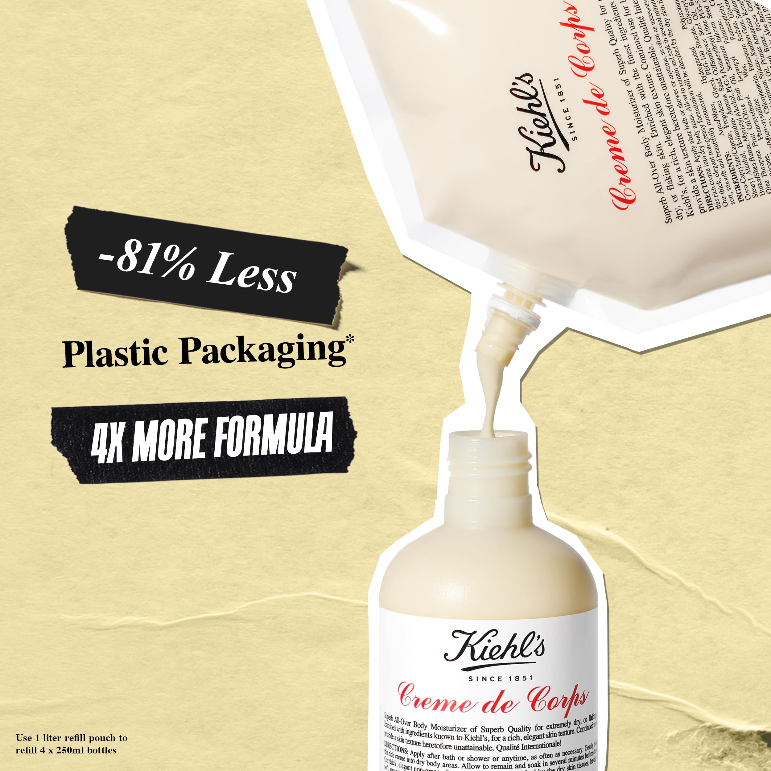 Kiehl's Creme de Corps envase elegante para la cabina de baño.