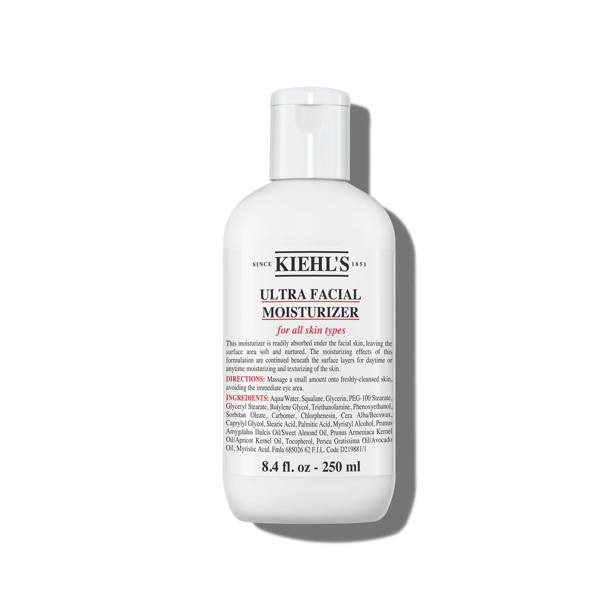 Kiehl's hidratante para rostro: botella para hidratación diaria y piel suave