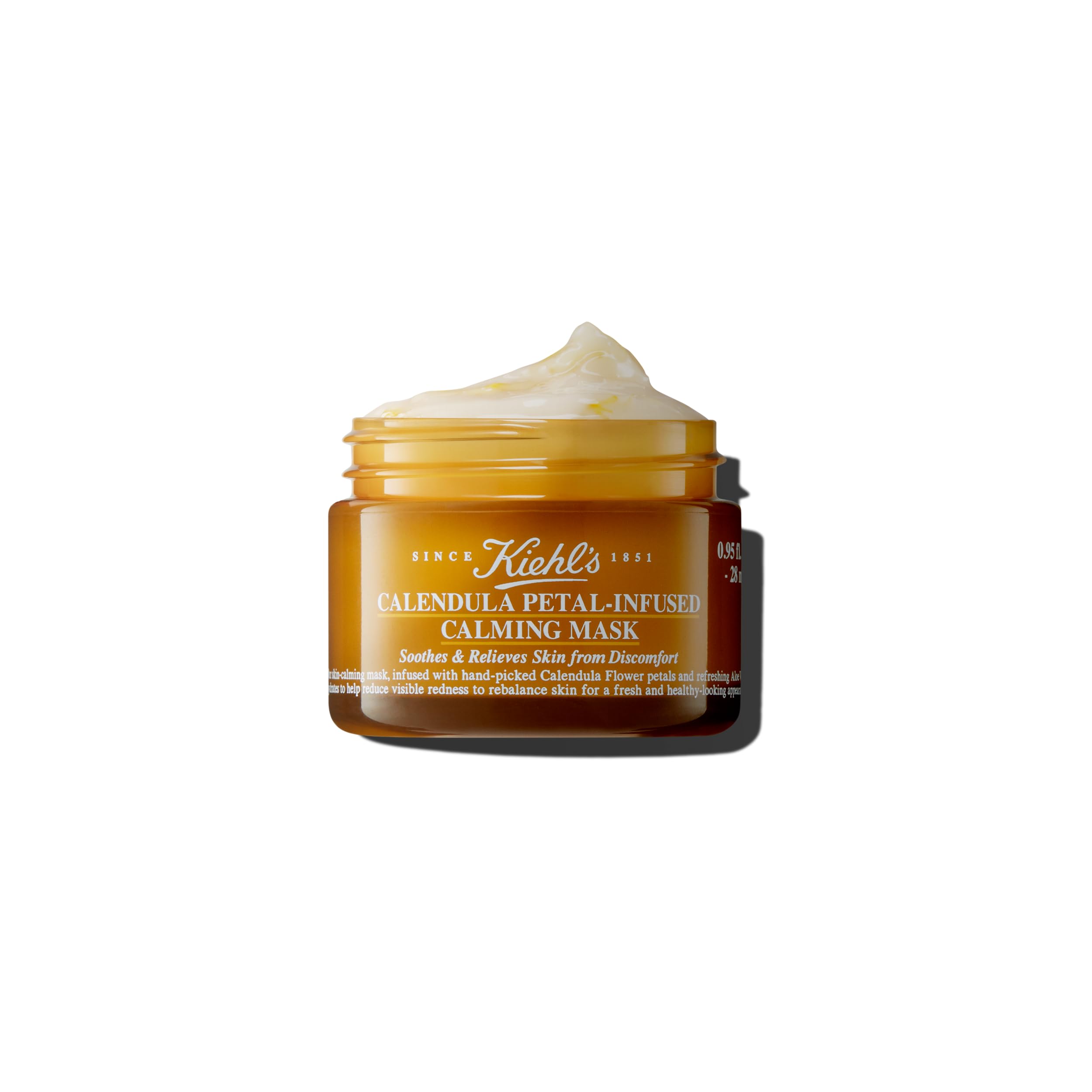 Kiehl's mascarilla calmante de calendula con pétalos, hidrata y deja la piel suave.