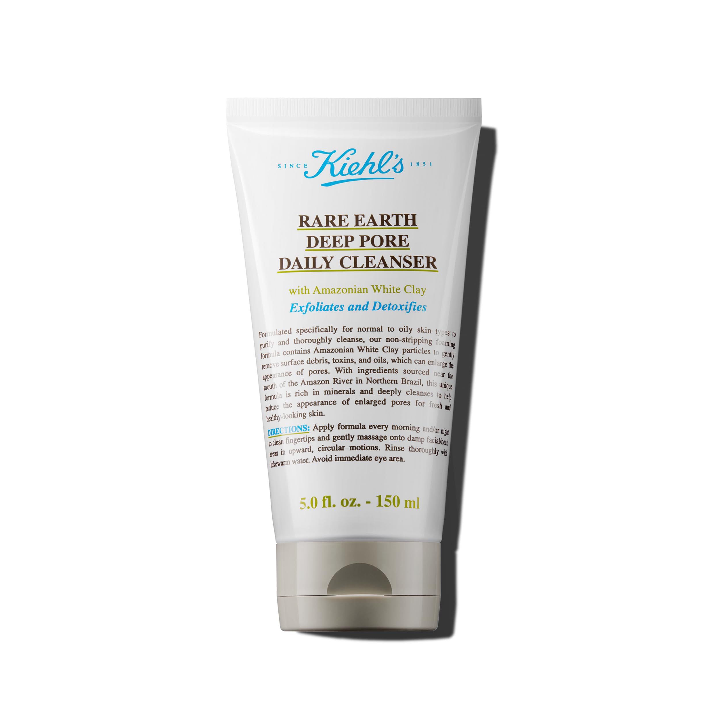 Limpieza facial de Kiehl's para poros profundos, botella visible y purificación