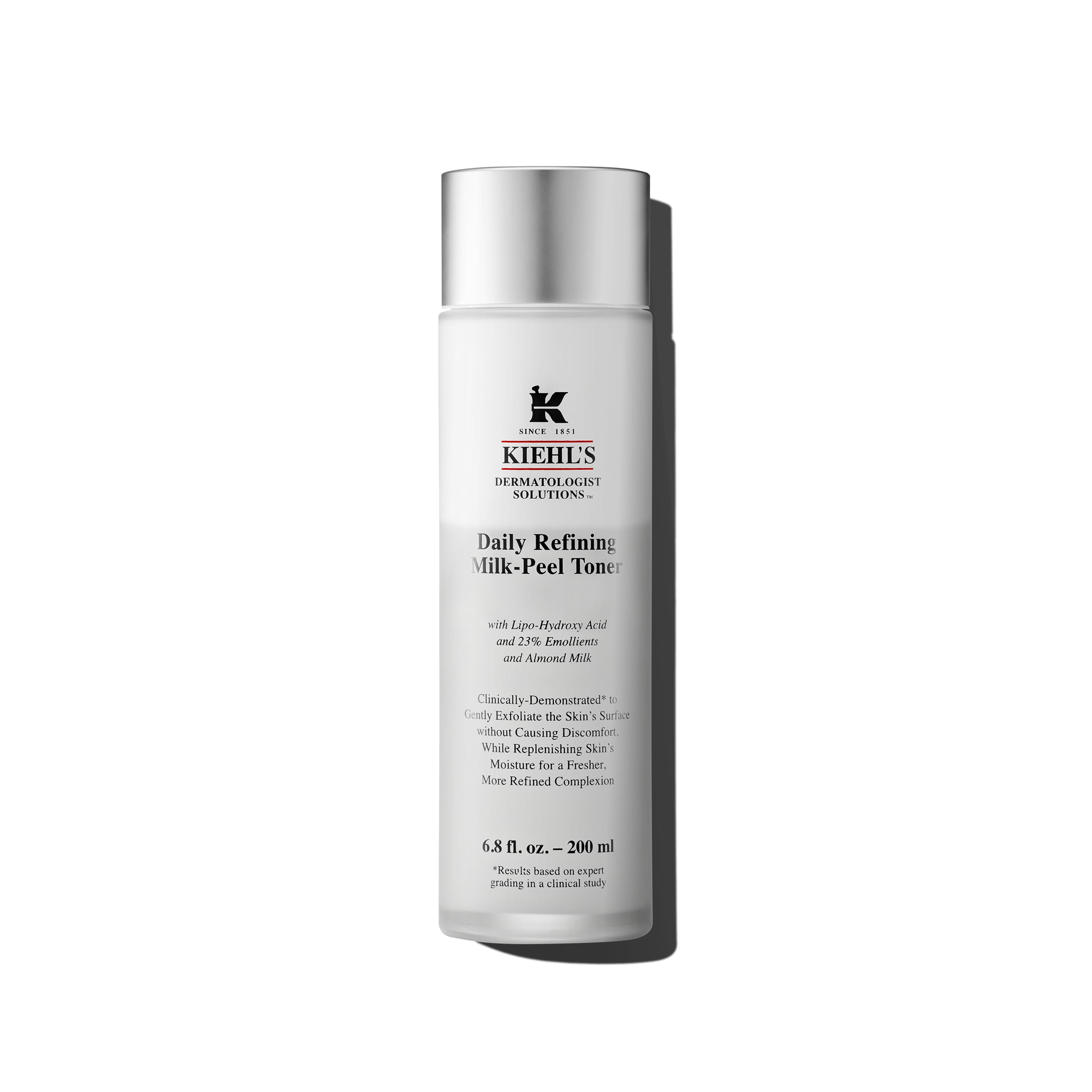 Kiehl's Tonico Leche Exfoliante en botella, mejora textura y luminosidad de la piel.