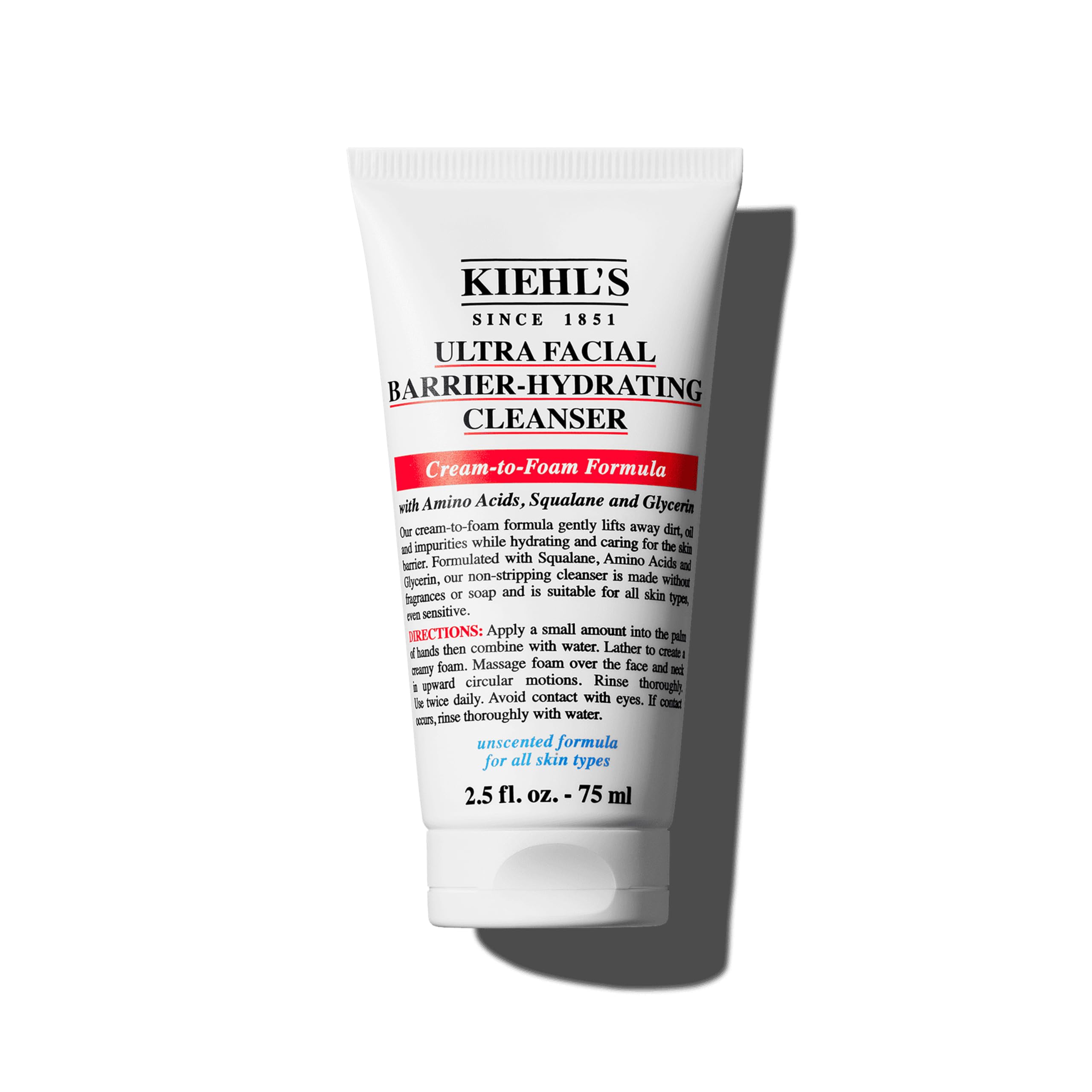 Kiehl's Ultra Facial Barrier-Hydrating Cleanser botella: limpieza suave y cuidado de la barrera.