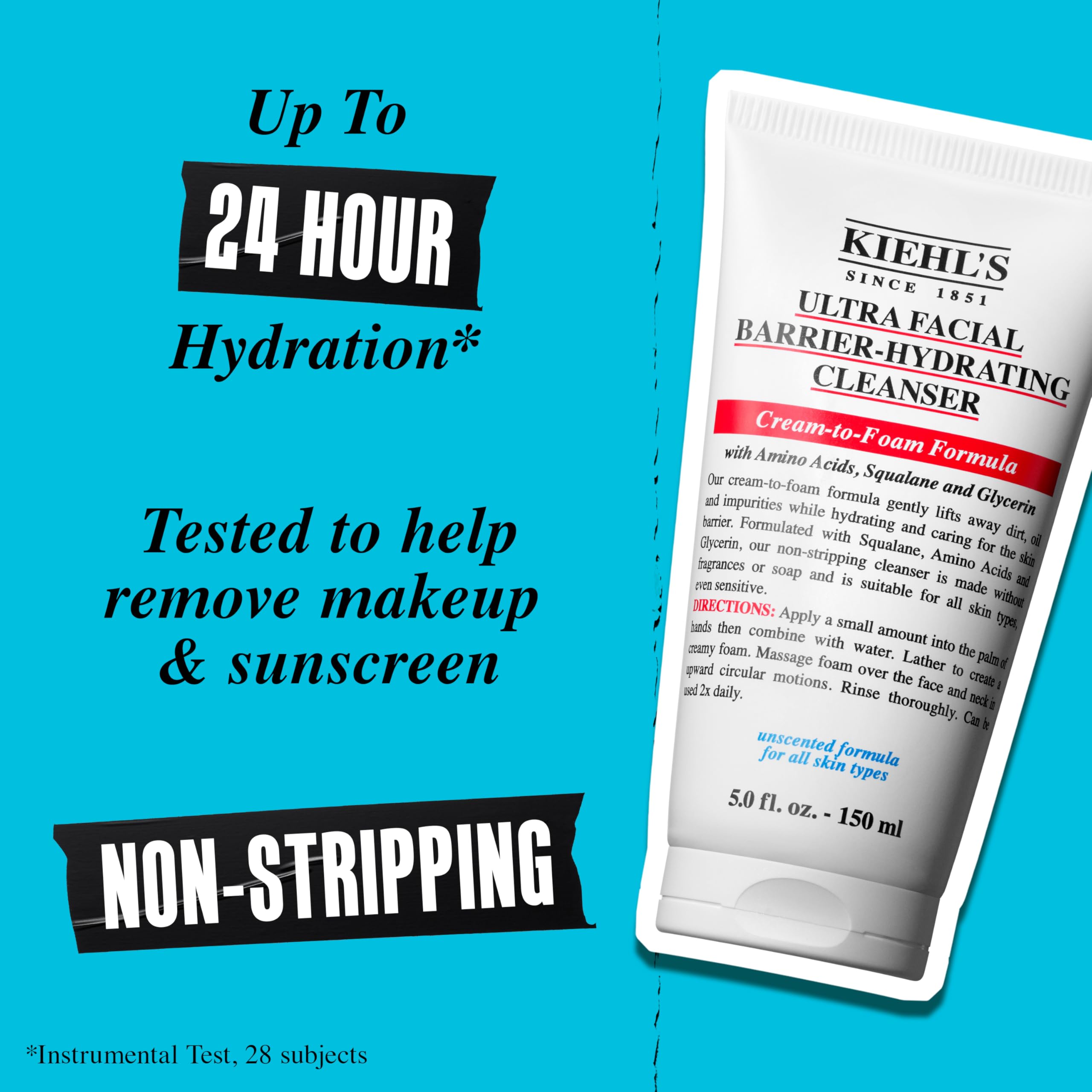 Kiehl's Ultra Facial Barrier-Hydrating Cleanser textura crema-espuma: hidratación suave al contacto.