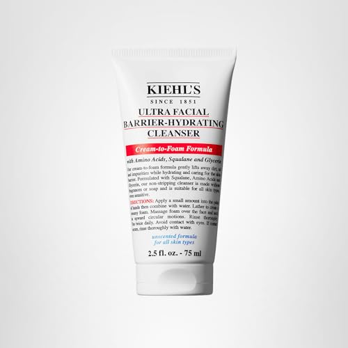 Kiehl's Ultra Facial Barrier-Hydrating Cleanser uso diario: rutina rápida para piel sensible.