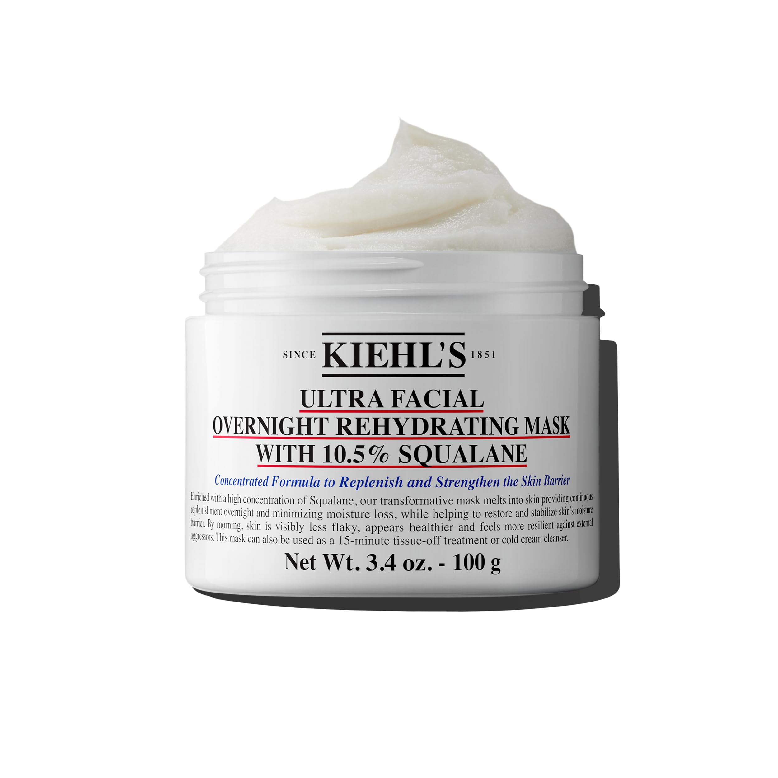 Kiehl's Ultra Facial mascarilla nocturna, bote, hidrata y suaviza la piel durante la noche.