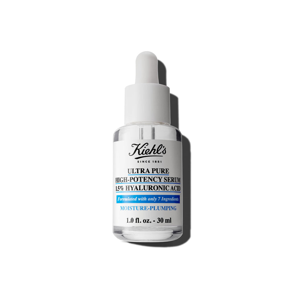 Kiehl's serum hialurónico concentrado en botella para hidratación duradera.