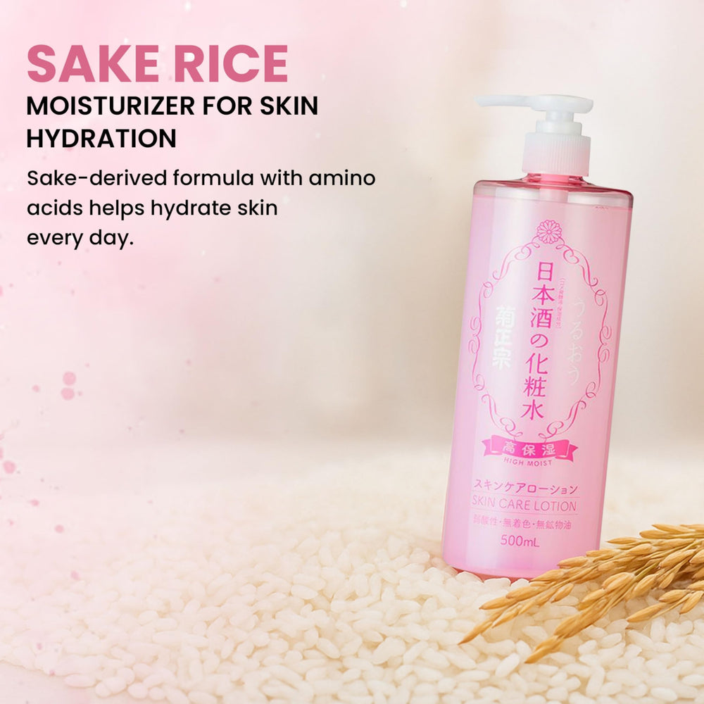 Kikumasamune arroz fermentado, elementos calmantes para piel suave y tono equilibrado.