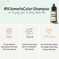 Kilomets champú en acción aplicándose en cabello para cubrir canas