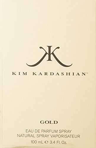 Kim Kardashian Gold caja dorada y frasco: empaque elegante para regalo.