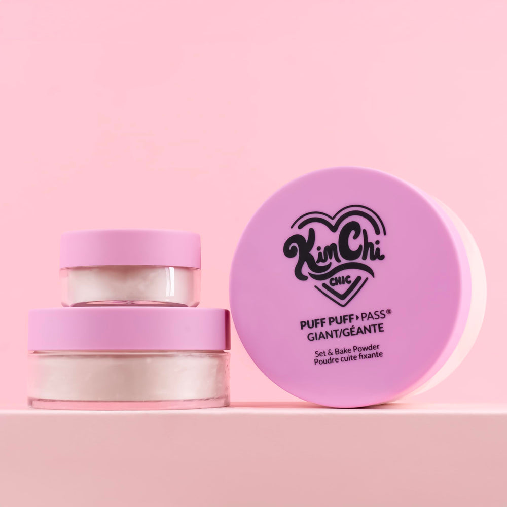 Kimchi Chic aplicación con esponja y puff para retoques fáciles.