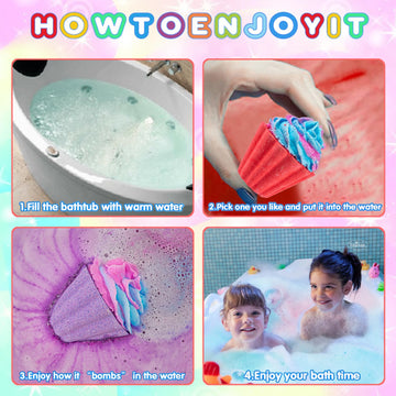 kims cosiart bombas baño colores brillantes, burbujas grandes para la hora del baño.