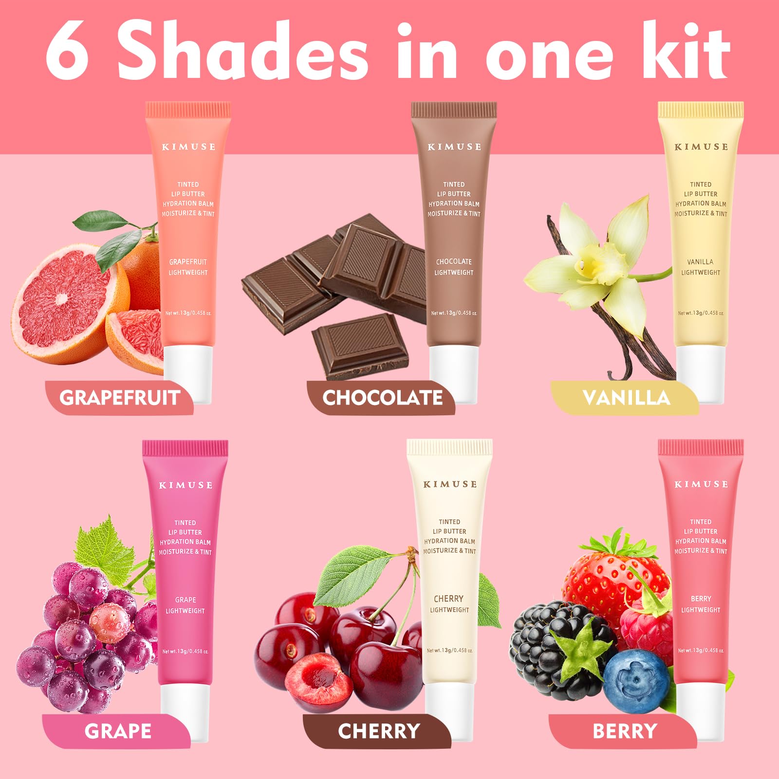 Bálsamo labial tintado KIMUSE tono beige para color sutil