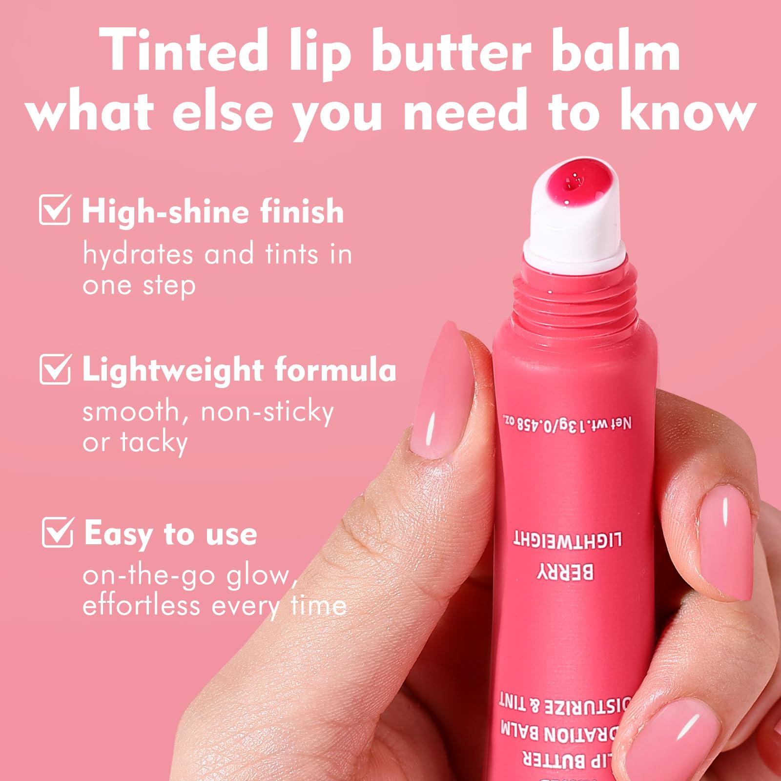 Bálsamo labial tintado KIMUSE tono rojo suave para realzar labios