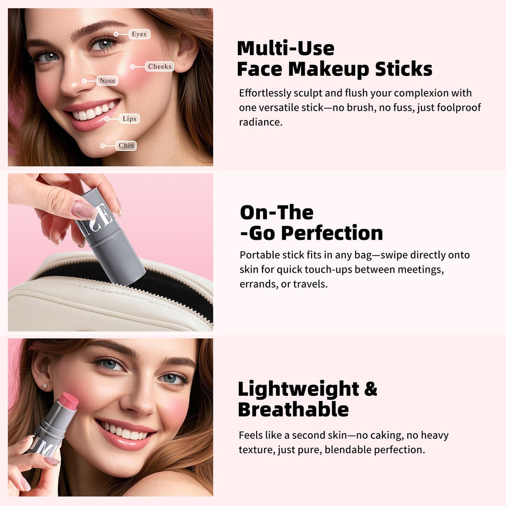 KIMUSE Bronceador crema-stick en pómulos para brillo cálido.