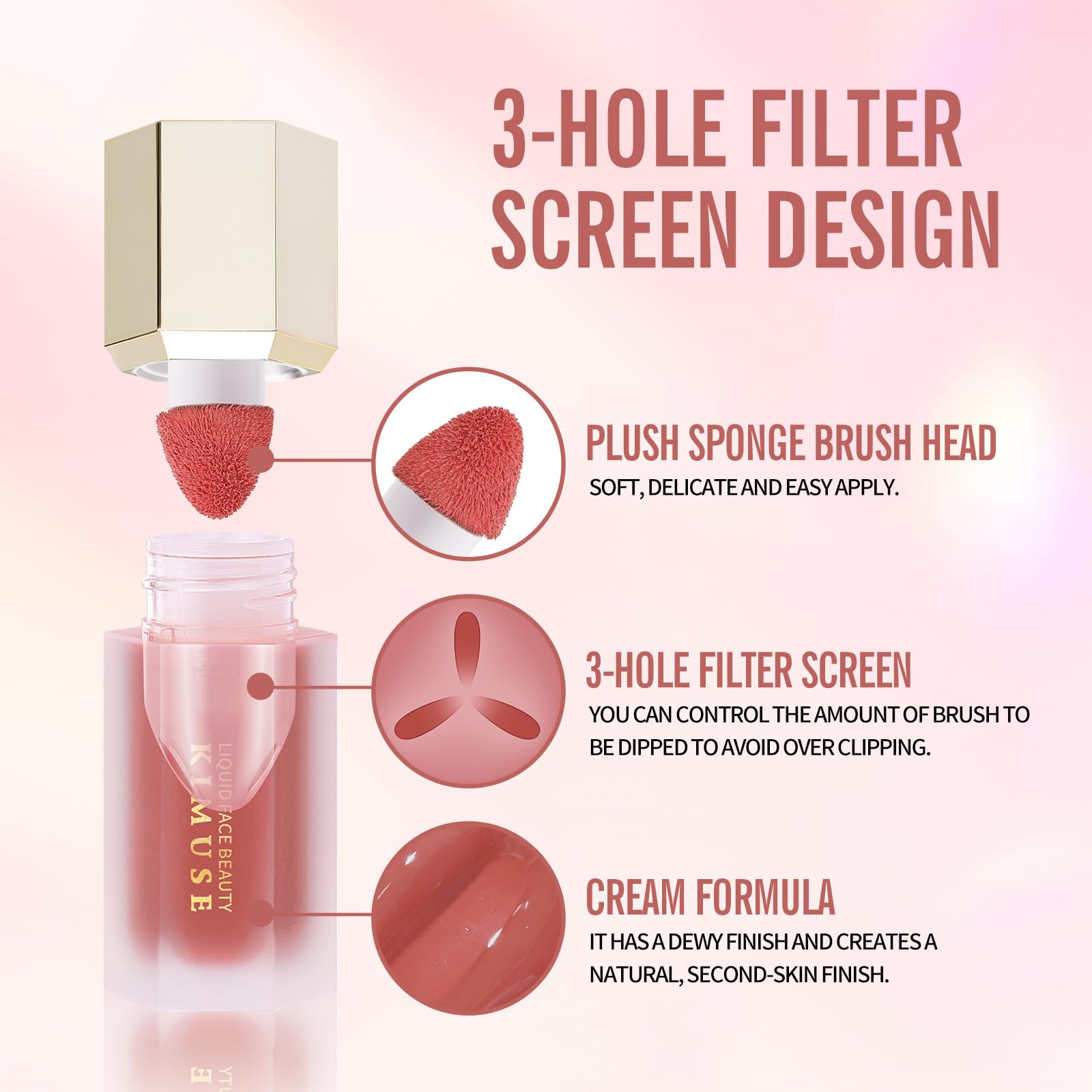KIMUSE Liquid Blush, fórmula resistente al agua para uso diario