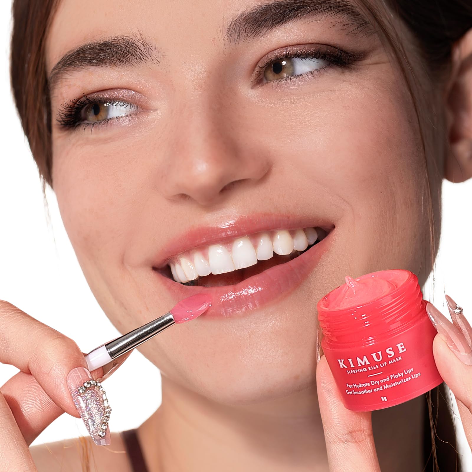 KIMUSE mascarilla labial con cera de baya y vitaminas para hidratación suave.