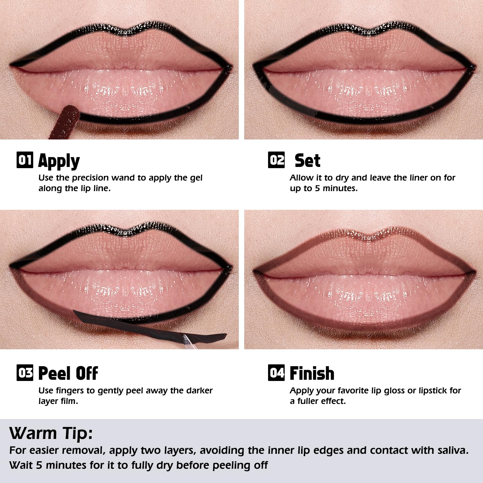 KIMUSE tinte labial desprendible con textura ligera para comodidad diaria.