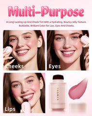 KIMUSE tinte gel en mejillas con brillo natural.