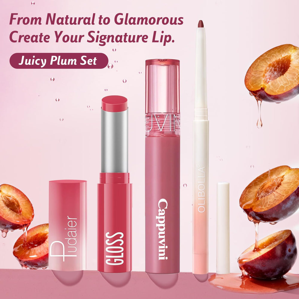 Kimuse tono ciruela labios realza con acabado jugoso