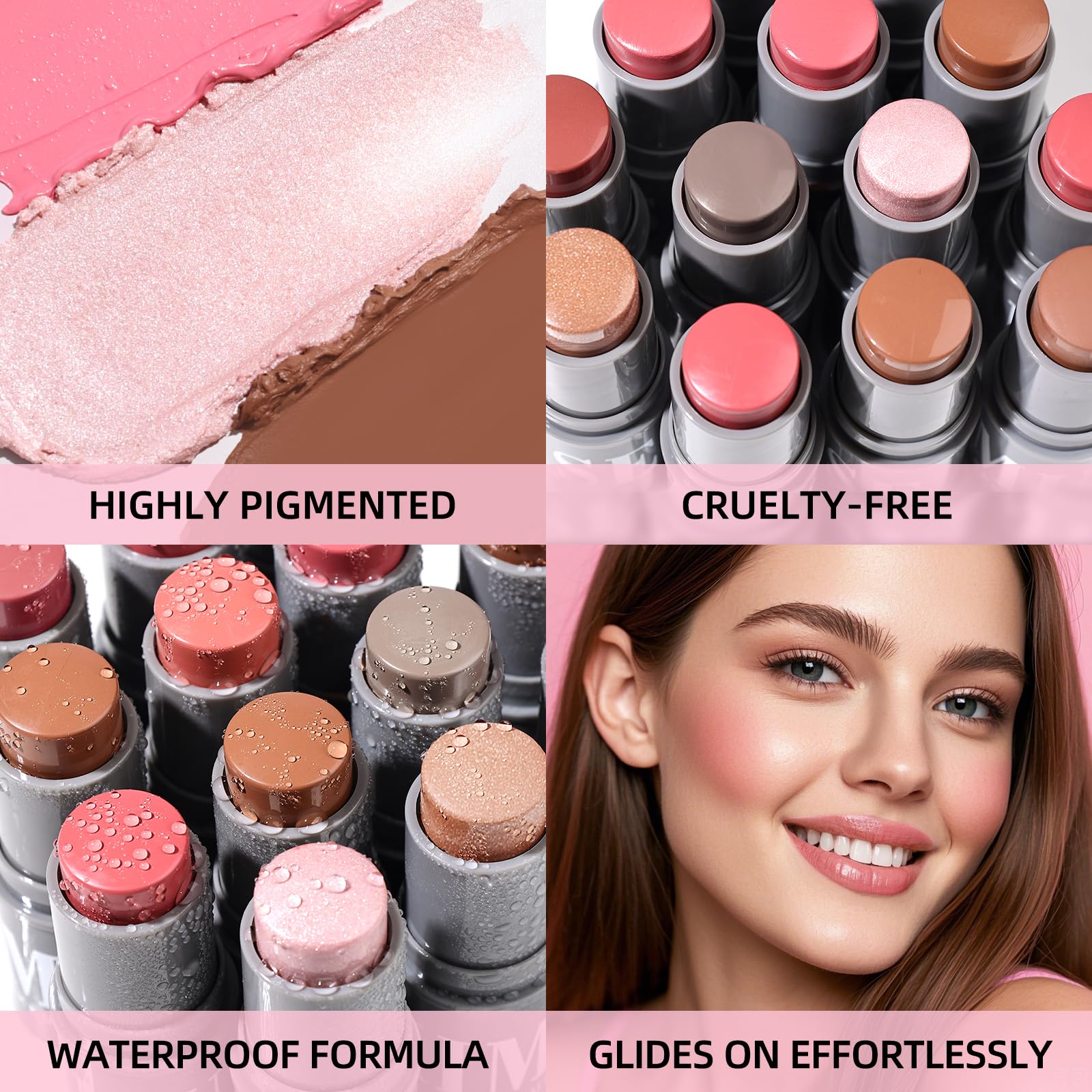 KIMUSE Uso multifuncional: ojos, labios y mejillas en un solo set.