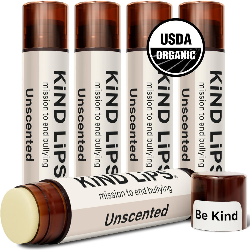 Kind Lips bálsamo labial sin fragancia, 5-pack, hidratación suave para uso diario.