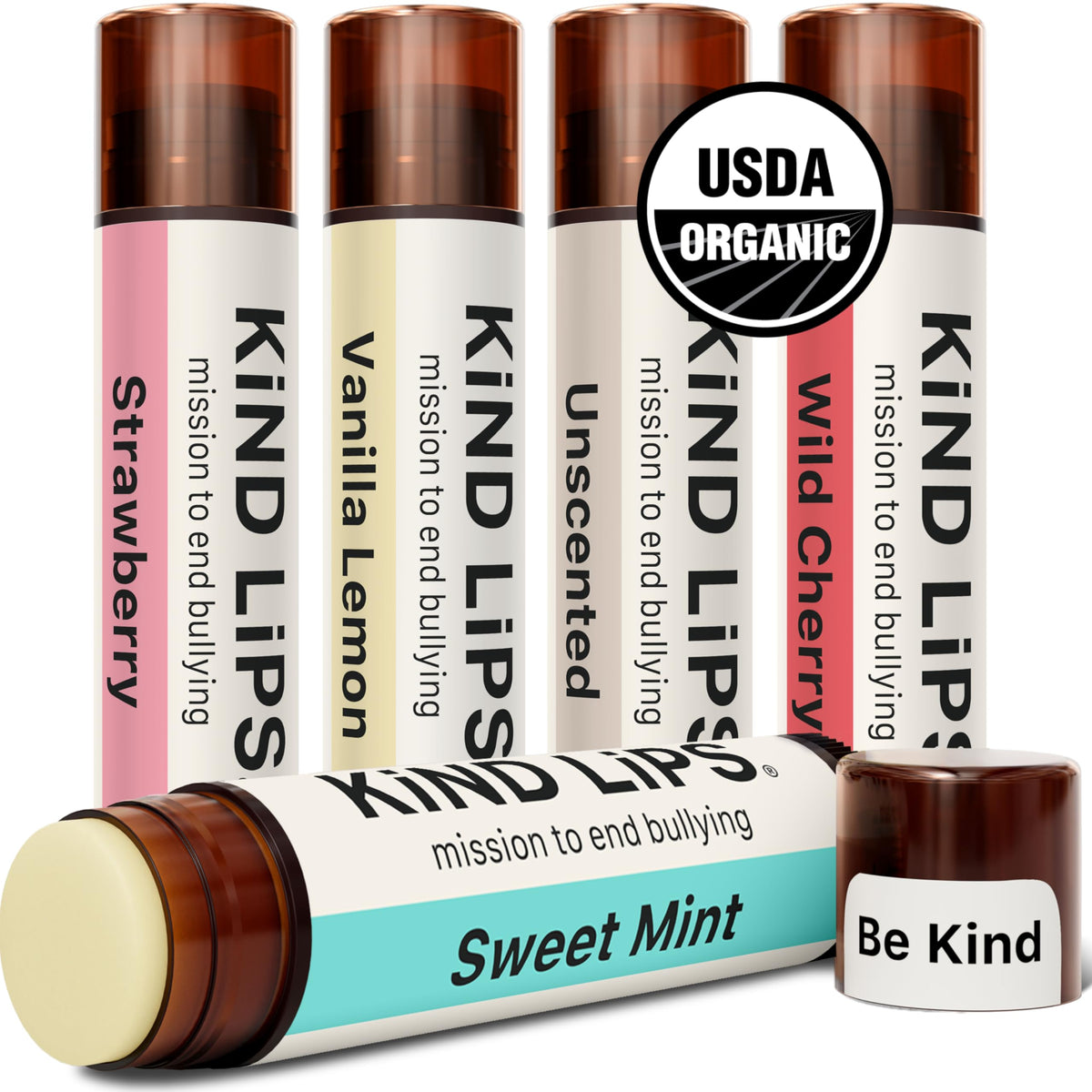 Kind Lips bálsamo labial en tubo, hidratación suave para uso diario.