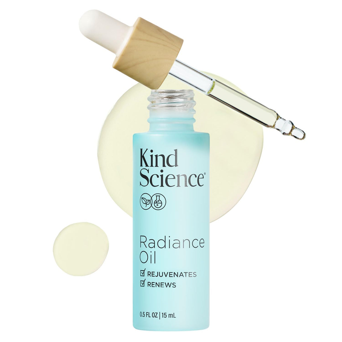 Kind Science Radiance Oil: botella para hidratación y brillo suave.