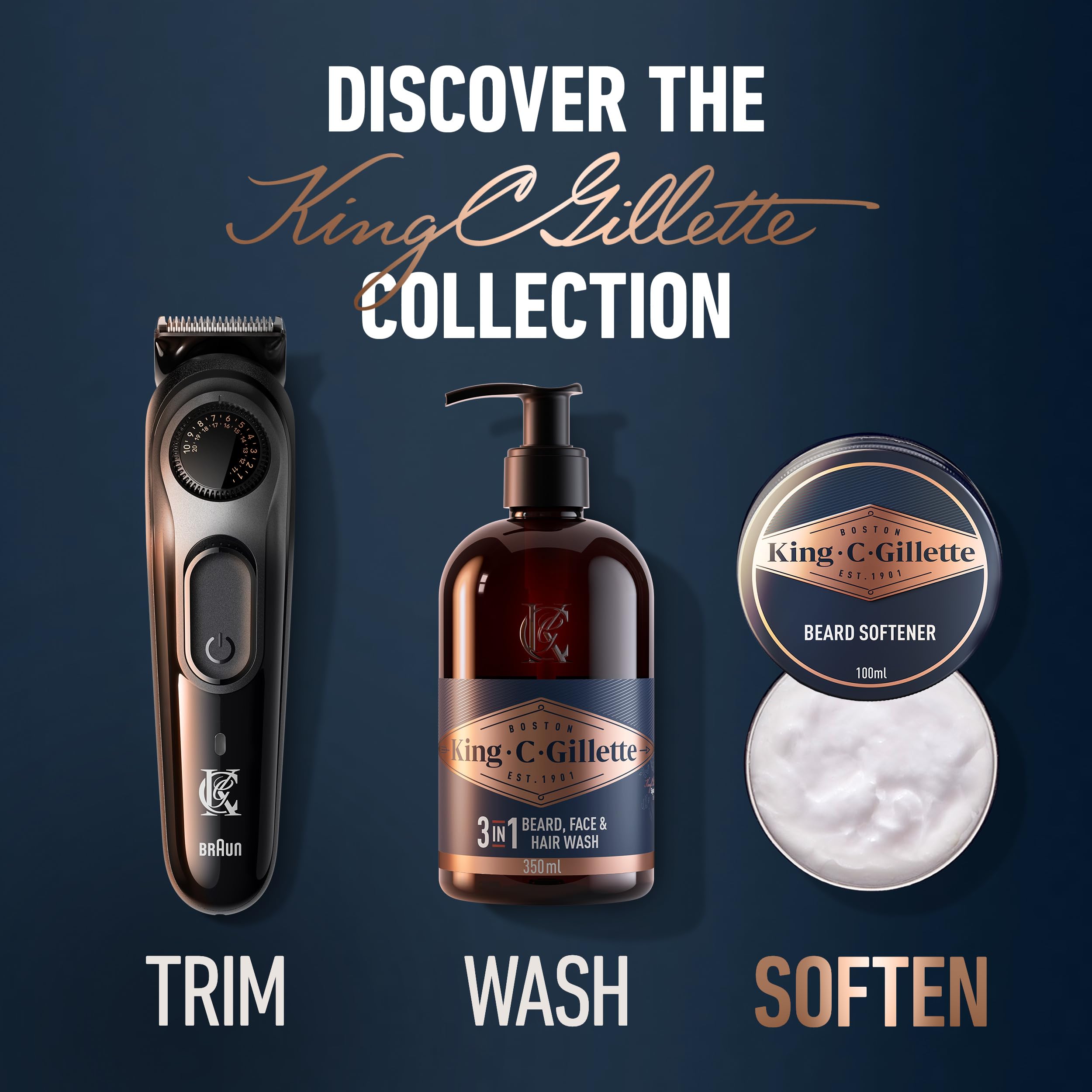 Barbe plus douce et soyeuse après l’utilisation du baume King C. Gillette.