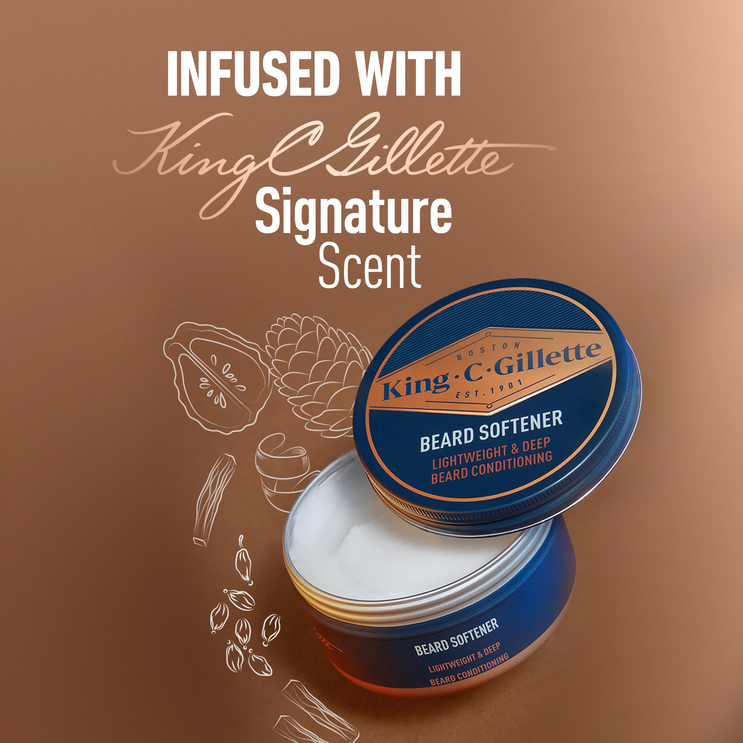 King C. Gillette Soft Beard Balm application sur barbe humide pour douceur.