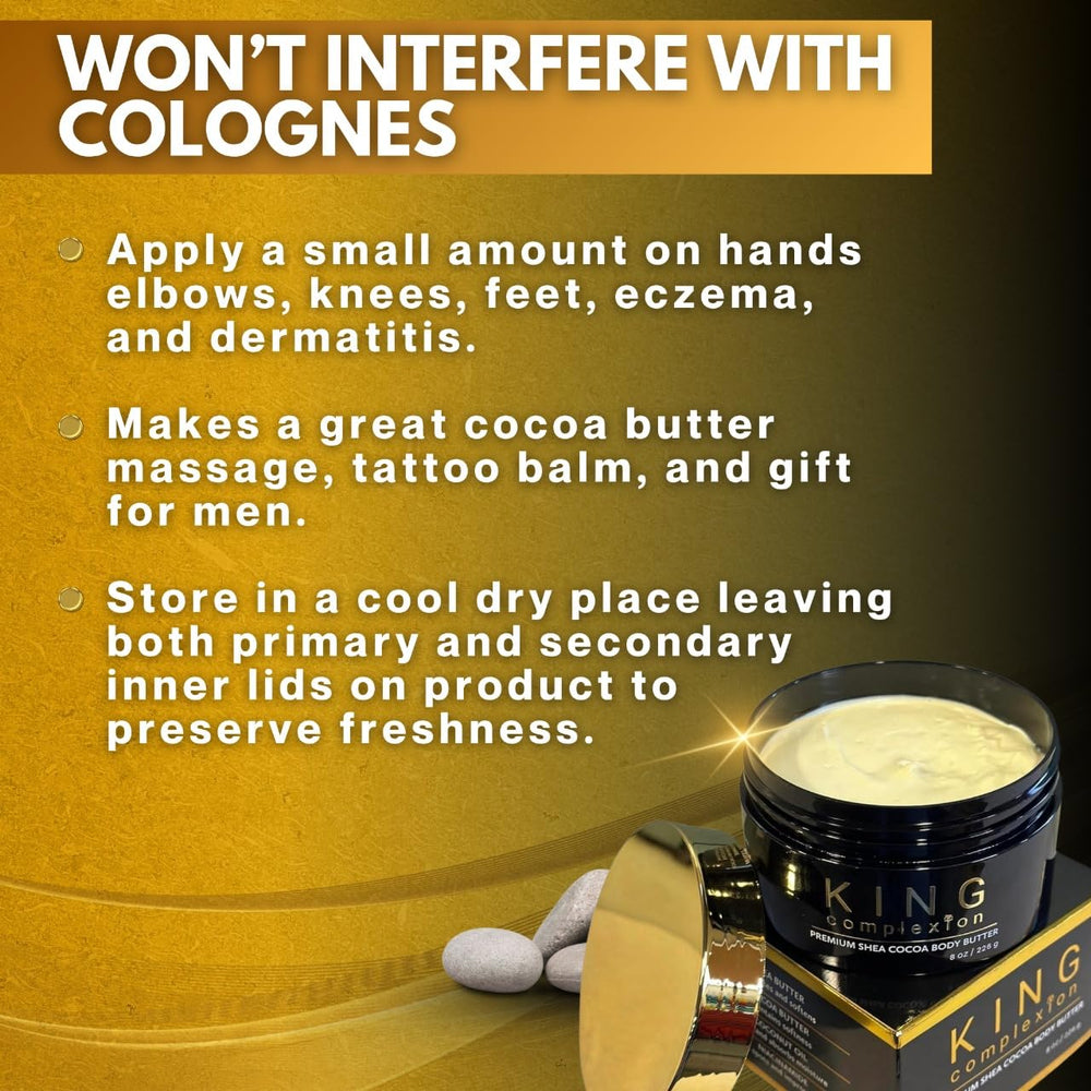 KING Complexion Beurre Shea Cocoa – parfum cacao naturel sans additifs ajoutés.
