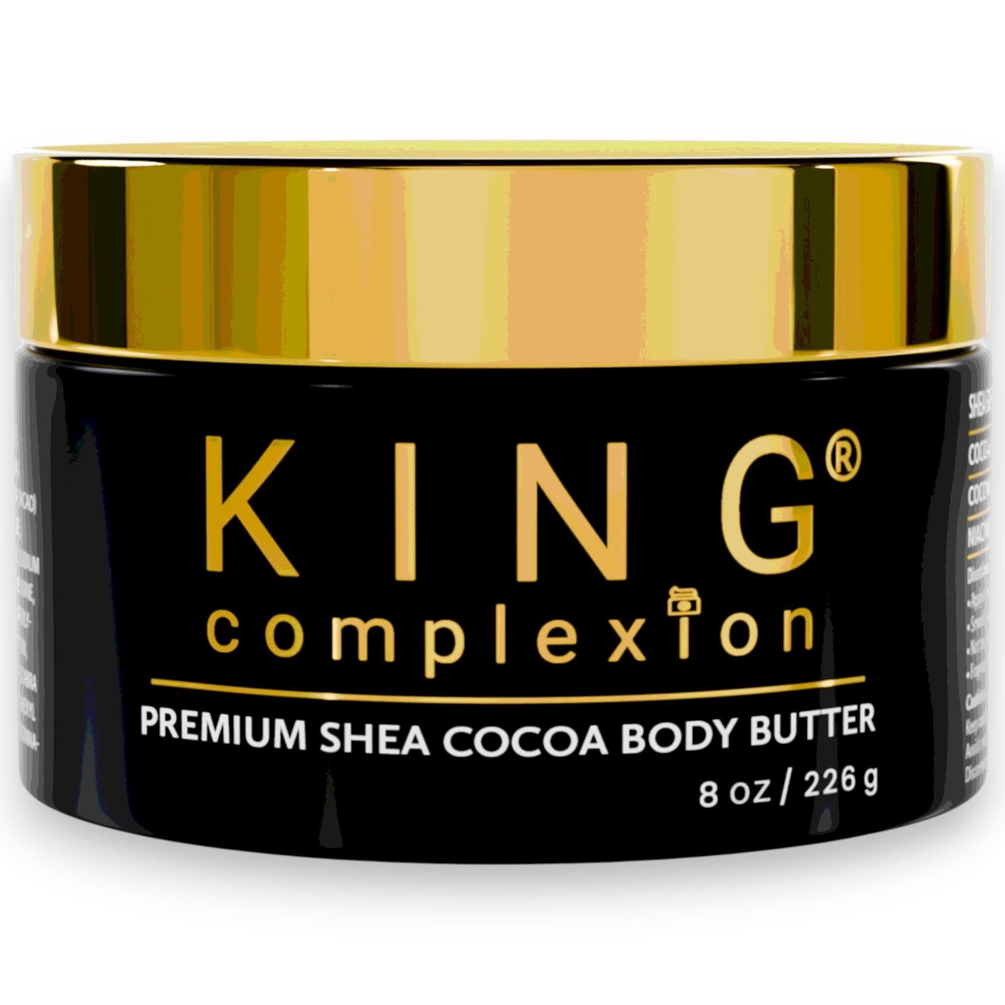 KING Complexion Beurre Shea Cocoa – texture épaisse prête à nourrir la peau.