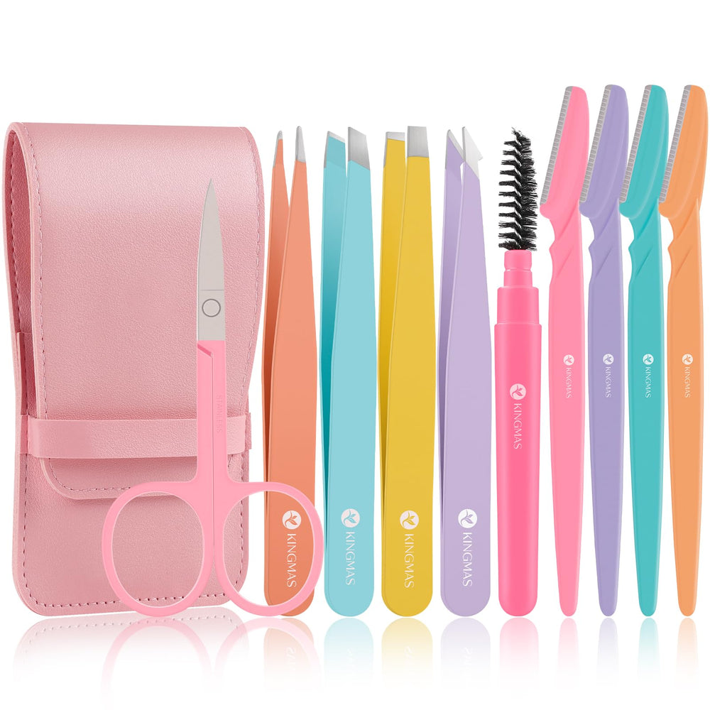 KINGMAS set pinzas 10 piezas para cejas: precisión en depilación.