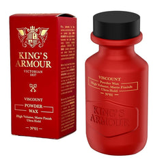 King's Armour Polvo Peinado Mate en botella ergonómica para control preciso.