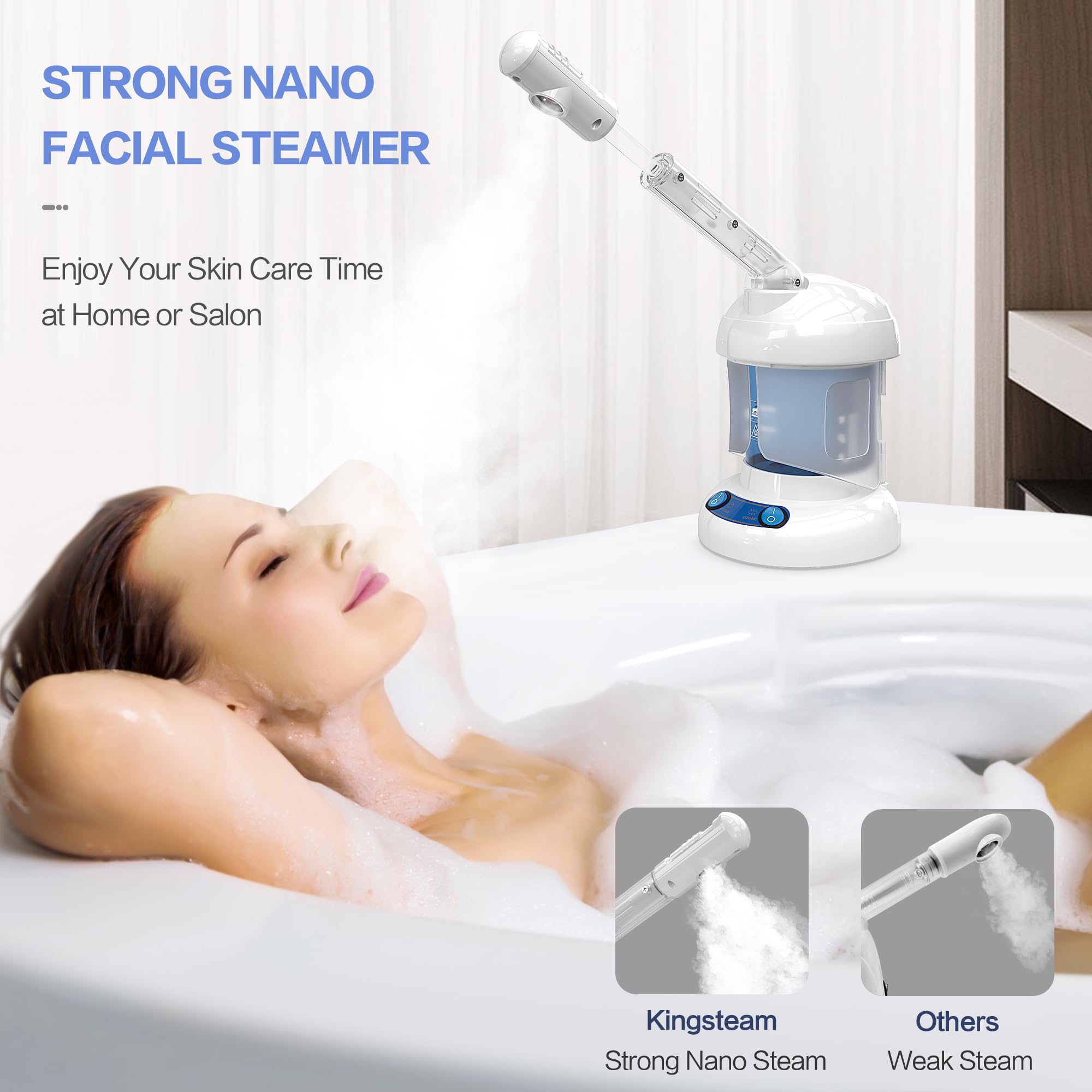 Kingsteam vaporizador facial rociador 360 grados para mayor alcance.