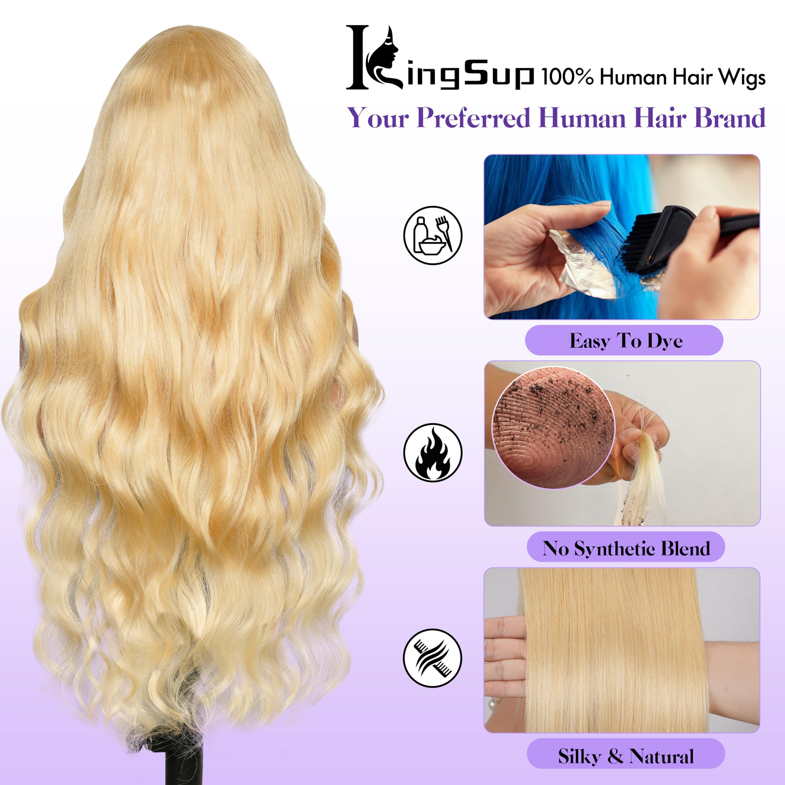KingSup 613 pelo humano con cabello bebé prepeinado para peinados